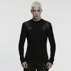 WT-1049TCM Edgy Gothic Punk T-Shirts with Studded Leather Accents