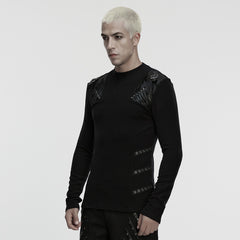 WT-1049TCM Edgy Gothic Punk T-Shirts with Studded Leather Accents