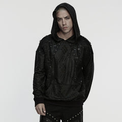 WT-1053WYM Gothic Serpent Texture Hooded Punk Jacket with Stud Details