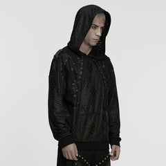 WT-1053WYM Gothic Serpent Texture Hooded Punk Jacket with Stud Details