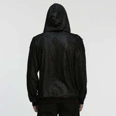WT-1053WYM Gothic Serpent Texture Hooded Punk Jacket with Stud Details