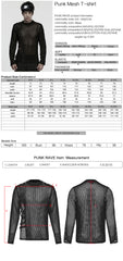 WT-1056TCM Black Mesh Grommet Punk T-Shirts Edgy Long Sleeve Style