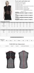 WT-1088BXM Mesh Cutout Lace Up Punk Vests Sleeveless Gothic Top