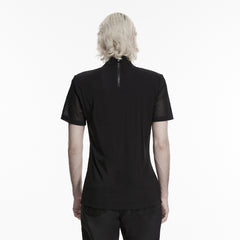 WT-1098TDM Black Gothic Mesh Stitch Detail Punk T Shirts