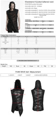 WT-1107BXM Shredded Mesh Hooded Gothic Punk Vests with Lace Up Detailing