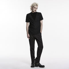 WT-1113TDM Edgy Gothic T-Shirt Black Lace Layered Design