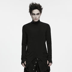 WT-1122TCM Asymmetrical Long Sleeve Gothic T Shirts with Layered Hem Design