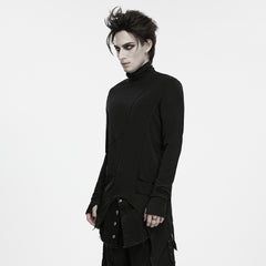 WT-1122TCM Asymmetrical Long Sleeve Gothic T Shirts with Layered Hem Design