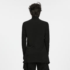 WT-1122TCM Asymmetrical Long Sleeve Gothic T Shirts with Layered Hem Design