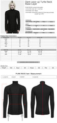 WT-1123TCM Black Gothic Ruched Detail Long Sleeve Punk Shirts