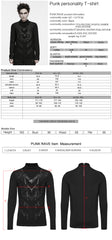 WT-1127TCM Gothic Studded Chevron Mesh Punk T Shirts Long Sleeve Design