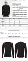 WT-1129TCM Black Long Sleeve Punk T Shirts with Studded Leather Shoulders