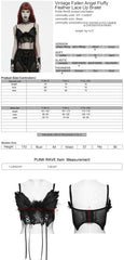 WT-1144BXF Gothic Corset Black Feather Lace Bustier Top