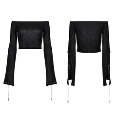 WT-612TCF Daily Goth Horizontal Neck T-shirt?-??Punk Rave Clothing