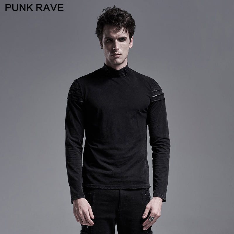 WT-635 Simple everyday Gothic long sleeve T-shirt?-??Punk Rave Clothing