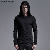 WT-637TCM Simple dark long sleeve T-shirt?-??Punk Rave Clothing