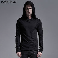 WT-637TCM Simple dark long sleeve T-shirt?-??Punk Rave Clothing