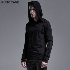 WT-637TCM Simple dark long sleeve T-shirt?-??Punk Rave Clothing