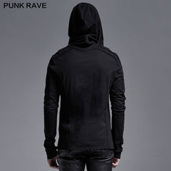 WT-637TCM Simple dark long sleeve T-shirt?-??Punk Rave Clothing