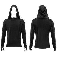 WT-637TCM Simple dark long sleeve T-shirt?-??Punk Rave Clothing