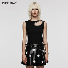 WT-650DQF Punk Daily hollow shoulder Vest?-??Punk Rave Clothing