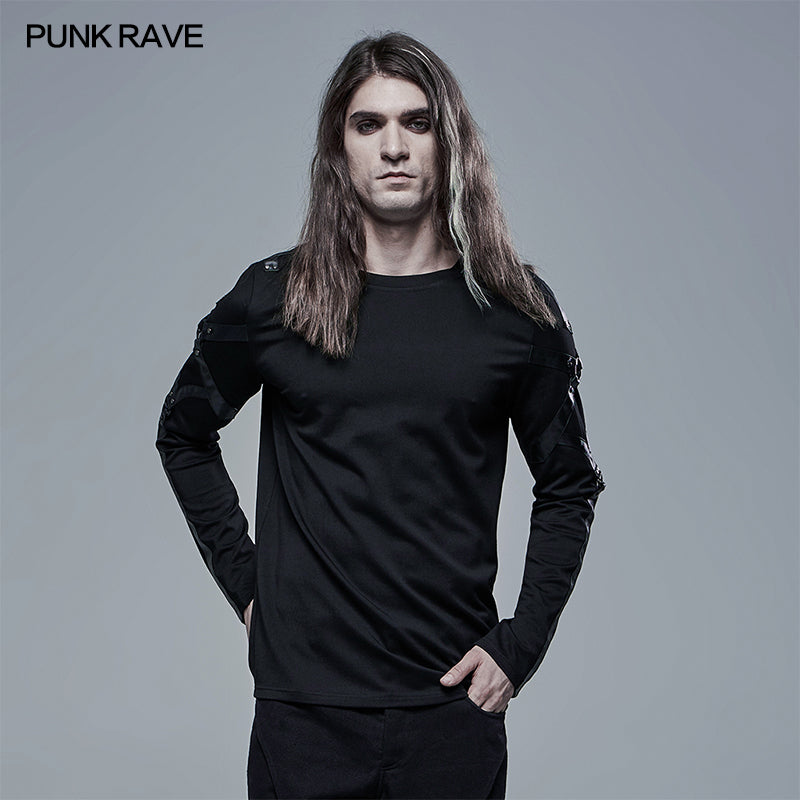 WT-683DQM Gothic Church Building Structure Long Sleeve T-shirt?-??Punk Rave Clothing