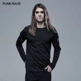 WT-683DQM Gothic Church Building Structure Long Sleeve T-shirt?-??Punk Rave Clothing