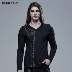 WT-684TCM Gothic V-Neck Long Sleeve T-sleeve?-??Punk Rave Clothing
