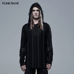 WT-688TCM Goth Loose Knit Hoodie?-??Punk Rave Clothing