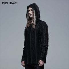 WT-688TCM Goth Loose Knit Hoodie?-??Punk Rave Clothing