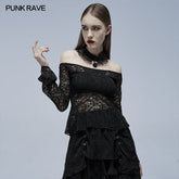WT-697TCF Gothic perspective lace blouse?-??Punk Rave Clothing