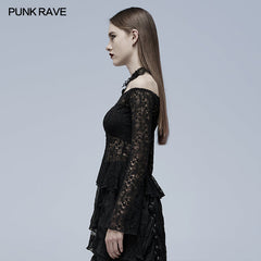 WT-697TCF Gothic perspective lace blouse?-??Punk Rave Clothing