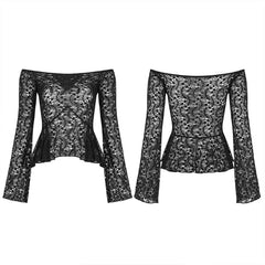 WT-697TCF Gothic perspective lace blouse?-??Punk Rave Clothing