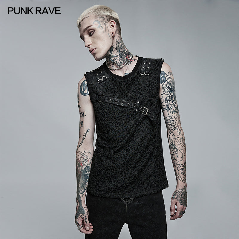 WT-705BXM Punk Mesh Tank Top?-??Punk Rave Clothing