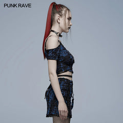 WT-707BXF Gothic knitted print T-shirt?-??Punk Rave Clothing