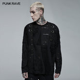WT-711TCM Goth Daily Wear Knited Broken Holes Long Sleeve T-shirt?-??Punk Rave Clothing