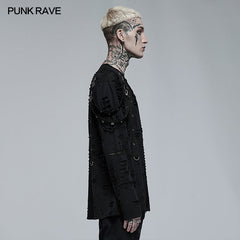 WT-711TCM Goth Daily Wear Knited Broken Holes Long Sleeve T-shirt?-??Punk Rave Clothing