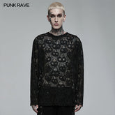 WT-717CCM Punk Daily Wear Skull Mesh Long Sleeve T-shirt?-??Punk Rave Clothing