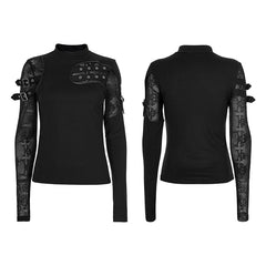 WT-726TCF Punk knit stand collar T-shirt?-??Punk Rave Clothing