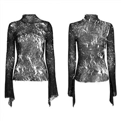 WT-729TCF Dark wowen crimped T-shirt?-??Punk Rave Clothing