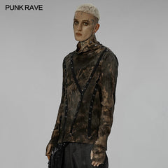 WT-734TCM Punk tie-dyed pullover T-shirt?-??Punk Rave Clothing