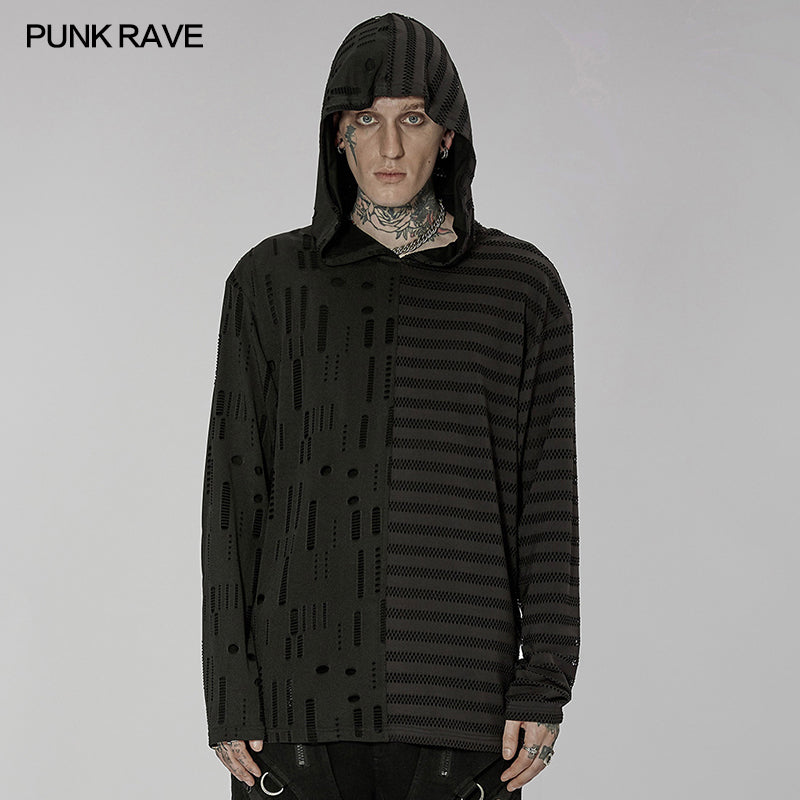 WT-737TCM Goth daily spliced T-shirt?-??Punk Rave Clothing