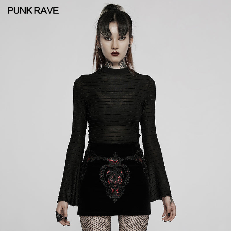 WT-739TCF Daily Gothic stripe T-shirt?-??Punk Rave Clothing