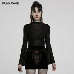 WT-739TCF Daily Gothic stripe T-shirt?-??Punk Rave Clothing