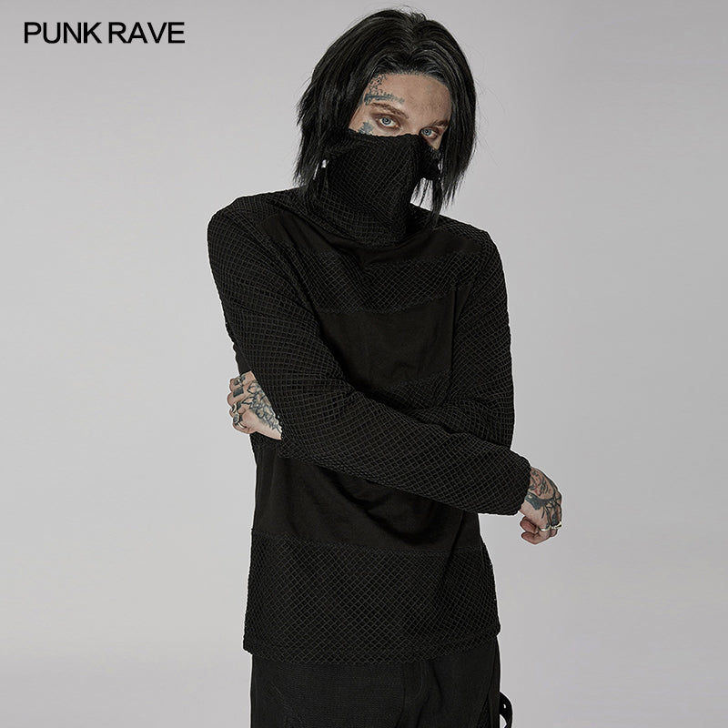WT-743TCM Goth one-piece masked long sleeve T-shirt?-??Punk Rave Clothing