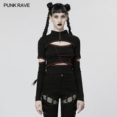 WT-746TCF Punk daily hollow out T-shirt?-??Punk Rave Clothing