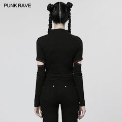 WT-746TCF Punk daily hollow out T-shirt?-??Punk Rave Clothing