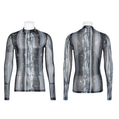 WT-751TCM Post-apocalyptic style tight gauze T-shirt?-??Punk Rave Clothing