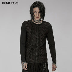 WT-753TCM Goth knitted printed long sleeve T-shirt?-??Punk Rave Clothing