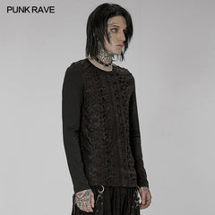 WT-753TCM Goth knitted printed long sleeve T-shirt?-??Punk Rave Clothing